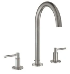 Grohe Atrio - Grifo De Lavabo, Con Desagüe Y Caño Giratorio, Tamaño M, Instalación De 3 Orificios, Supersteel 20009DC3
