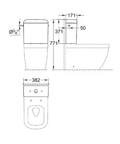 Grohe Euro Ceramic - Cisterna De Descarga, 382x171 Mm, Entrada Lateral, Blanco Alpino 39333000 -Baño Suministros Tienda 11436de590e8ea5cf5d991b1