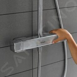 Hansgrohe Croma - Conjunto De Ducha Showerpipe Con Termostato, 1jet, EcoSmart, Cromo 27660000 -Baño Suministros Tienda 115394d7cfa37d3909f92c5e
