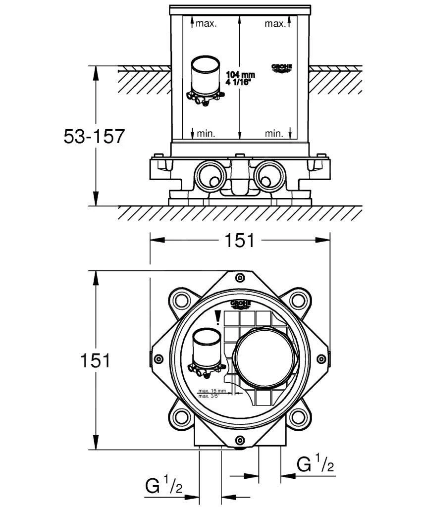 Grohe Cuerpos De Montaje - Cuerpo De Montaje En Suelo DN15 45984001 4 Grohe Cuerpos De Montaje - Cuerpo De Montaje En Suelo DN15 45984001 - Imagen 2