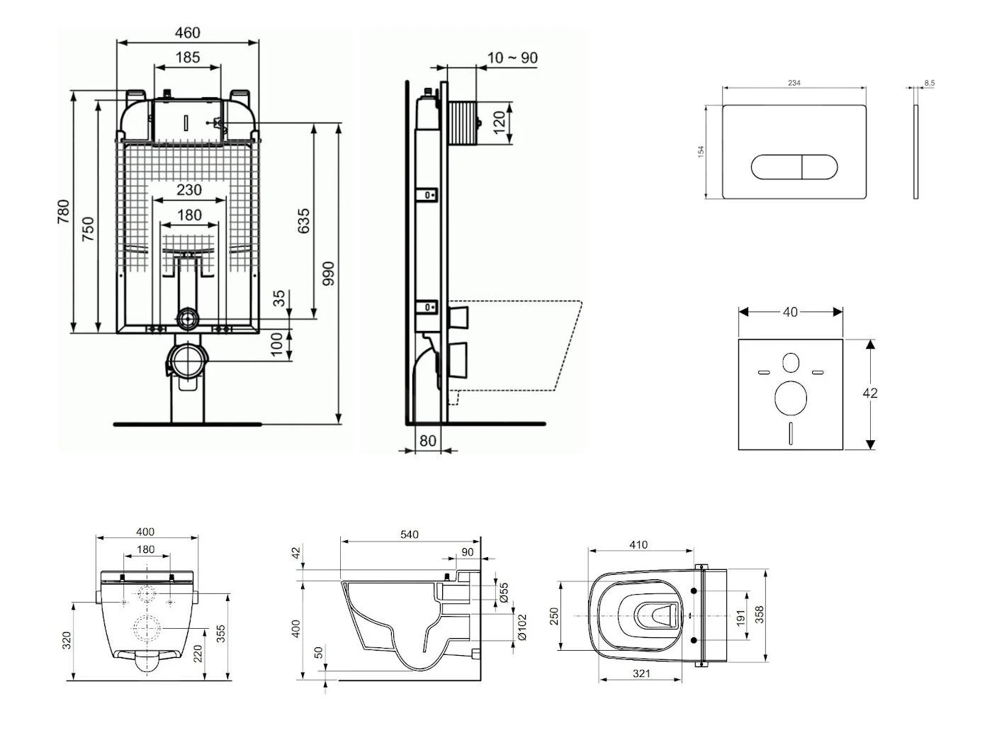 Ideal Standard ProSys - Conjunto De Módulo De Instalación En Pared, Ducha De Bidé Y Asiento TECEone, Pulsador Oleas M1, Rimless, SoftClose, Cromo Mate ProSys80M SP131 4 Ideal Standard ProSys - Conjunto De Módulo De Instalación En Pared, Ducha De Bidé Y Asiento TECEone, Pulsador Oleas M1, Rimless, SoftClose, Cromo Mate ProSys80M SP131 - Imagen 2