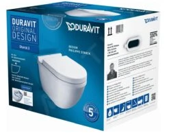 Duravit Starck 3 - Inodoro Suspendido, Asiento Softclose, Rimless, Blanco Alpino 45270900A1 -Baño Suministros Tienda 2079298a121468baf7a1d920