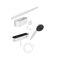 Hansgrohe WallStoris - Conjunto De Cabezal De Ducha 105, 3 Chorros, Termostato Y Accesorios De Baño, Blanco Mate 24250700