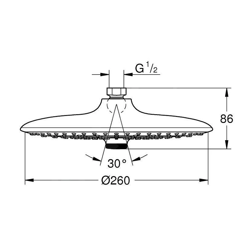 Grohe Vitalio Joy - Rociador De Ducha, Diámetro 260 Mm, 3 Chorros, Cromo 26462000 4 Grohe Vitalio Joy - Rociador De Ducha, Diámetro 260 Mm, 3 Chorros, Cromo 26462000 - Imagen 2