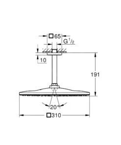 Grohe Rainshower - Rociador De Ducha 310 Mono Cube 9,5 L/min, Con Brazo De Techo, Hard Graphite Cepillado 26566AL0 -Baño Suministros Tienda 2c88dfdd2a15f6d4148dc6f9
