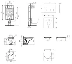 Ideal Standard ProSys - Conjunto De Módulo De Instalación Empotrado, Inodoro Y Asiento Alpha, Pulsador Oleas M2, SoftClose, Cromo Mate ProSys80M SP110 -Baño Suministros Tienda 32d8f1693823bb01240aeda0