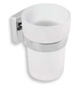 Novaservis Metalia 12 - Vaso Para Cepillos De Dientes Con Soporte, Vidrio/cromo 0206,0