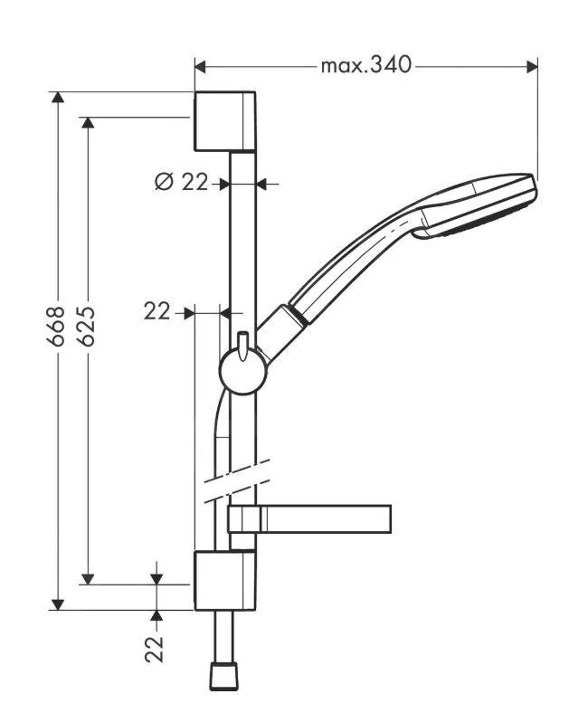 Hansgrohe Croma 100 - Conjunto De Alcachofa De Ducha, 4 Chorros, Barra 0,65 M Y Manguera, Cromo 27772000 4 Hansgrohe Croma 100 - Conjunto De Alcachofa De Ducha, 4 Chorros, Barra 0,65 M Y Manguera, Cromo 27772000 - Imagen 2