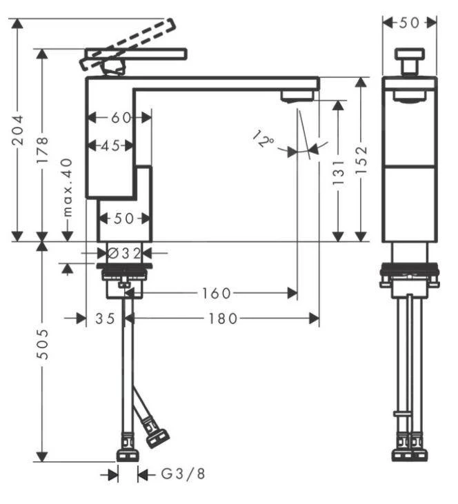 Axor Edge - Grifo De Lavabo Con Desagüe, Cromo 46010000 4 Axor Edge - Grifo De Lavabo Con Desagüe, Cromo 46010000 - Imagen 2