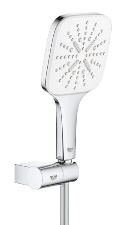 Grohe Rainshower SmartActive Cube - Conjunto De Alcachofa De Ducha 130 9,5 L/min, 3 Chorros, Soporte Y Mangueras, Blanco Luna 26588LS0