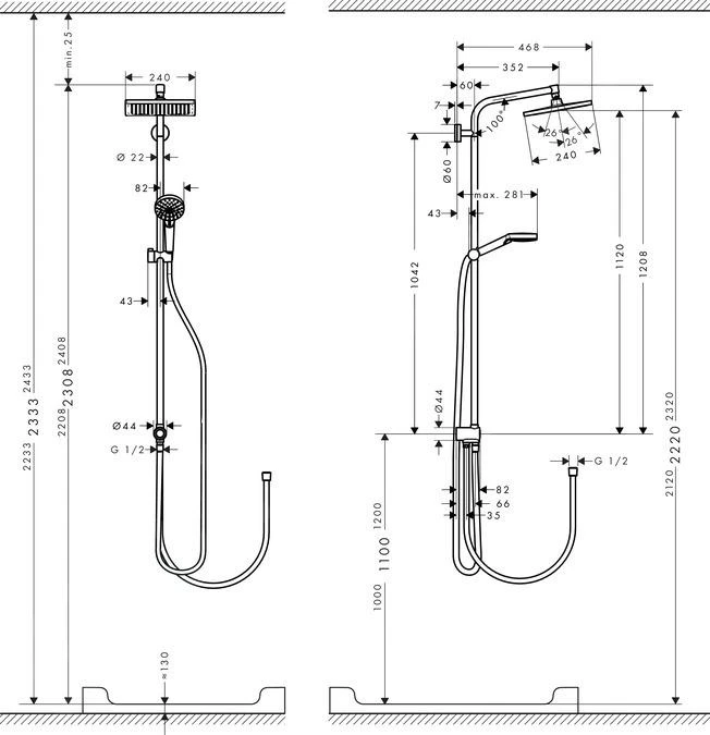 Hansgrohe Crometta - Conjunto De Ducha E 240 Showerpipe Para Renovaciones, EcoSmart 9 L/min, Cromo 27289000 5 Hansgrohe Crometta - Conjunto De Ducha E 240 Showerpipe Para Renovaciones, EcoSmart 9 L/min, Cromo 27289000 - Imagen 3
