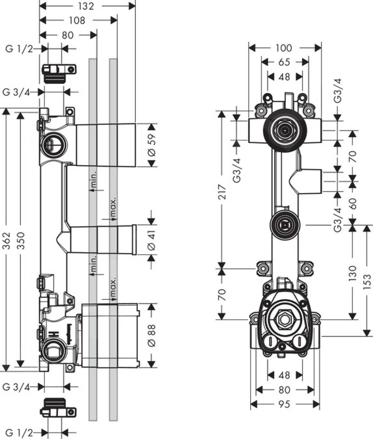 Axor Cuerpos De Montaje - Cuerpo De Módulo De Termostato Empotrado Para 3 Dispositivos, Cromo 36708180 4 Axor Cuerpos De Montaje - Cuerpo De Módulo De Termostato Empotrado Para 3 Dispositivos, Cromo 36708180 - Imagen 2