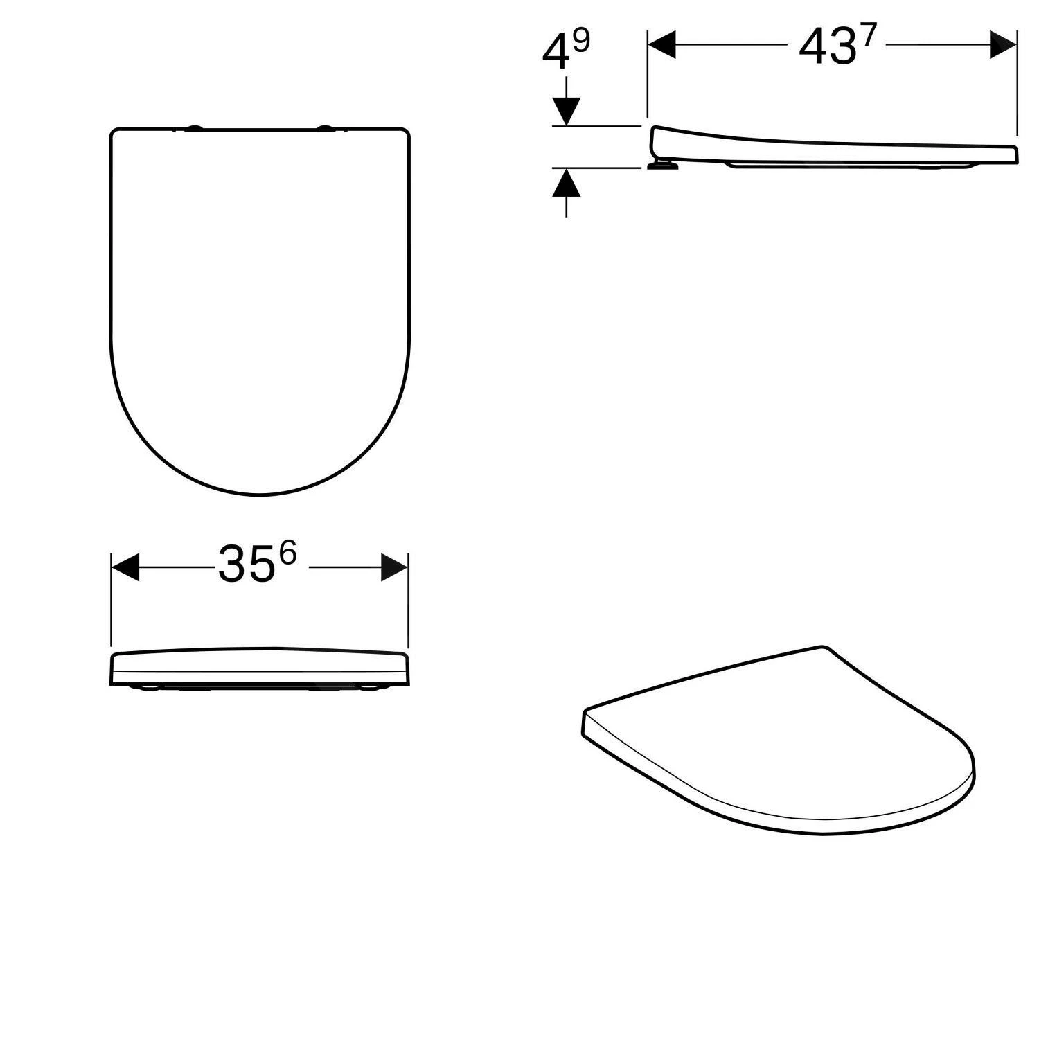Geberit Acanto - Asiento De WC, Duroplástico, Softclose, Blanco 500.605.01.2 4 Geberit Acanto - Asiento De WC, Duroplástico, Softclose, Blanco 500.605.01.2 - Imagen 2