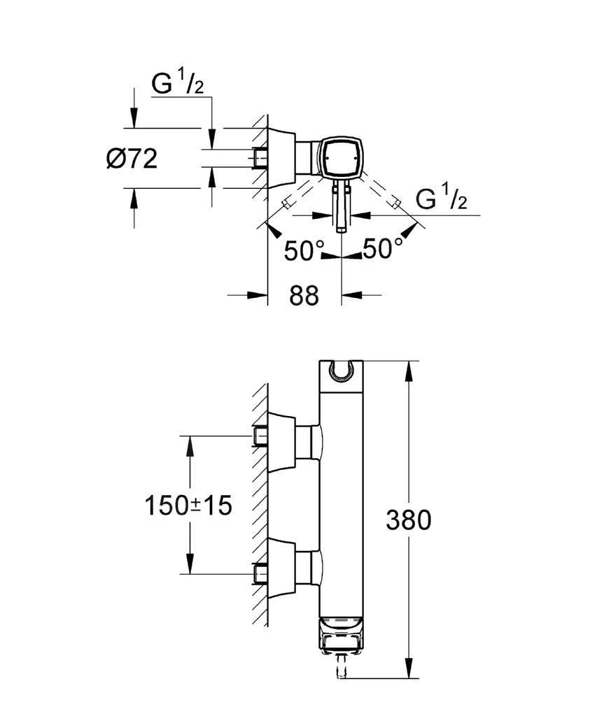 Grohe Grandera - Grifo Monomando De Ducha, Cromo/oro 23316IG0 4 Grohe Grandera - Grifo Monomando De Ducha, Cromo/oro 23316IG0 - Imagen 2