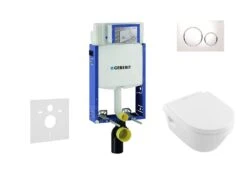 Geberit Kombifix - Módulo Para Inodoro Suspendido Con Pulsador Sigma20, Blanco/cromo Brillante + Villeroy Boch - Inodoro Y Asiento, DirectFlush, SoftClose, CeramicPlus 110.302.00.5 NB4