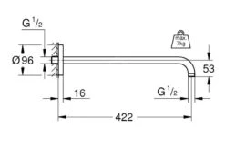 Grohe Rainshower - Brazo De Ducha 422 Mm, Cromo 26146000 -Baño Suministros Tienda 643635f3237a448a2ba2ace1