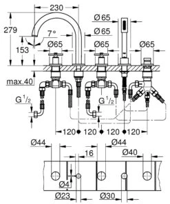 Grohe Atrio - Grifo De Bañera, De 5 Orificios, Cromo 19923003 -Baño Suministros Tienda 64f8c526e3a97b1f8e70a4b2 1