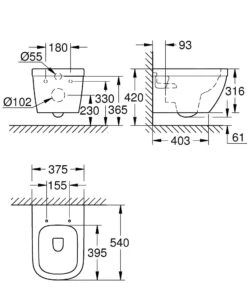 Grohe Euro Ceramic - Inodoro Suspendido, Rimless, Blanco Alpino 39538000 -Baño Suministros Tienda 67152383c48c15f9eadaf1cb