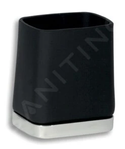 Novaservis Metalia 4 - Vaso Para Cepillos De Dientes, Negro/cromo 6406,5
