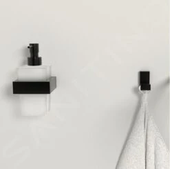 Steinberg 460 - Dispensador De Jabón Con Soporte, Cristal Blanco/negro Mate 460 8001 S -Baño Suministros Tienda 76bdcf7d13fcac90ffed3da8