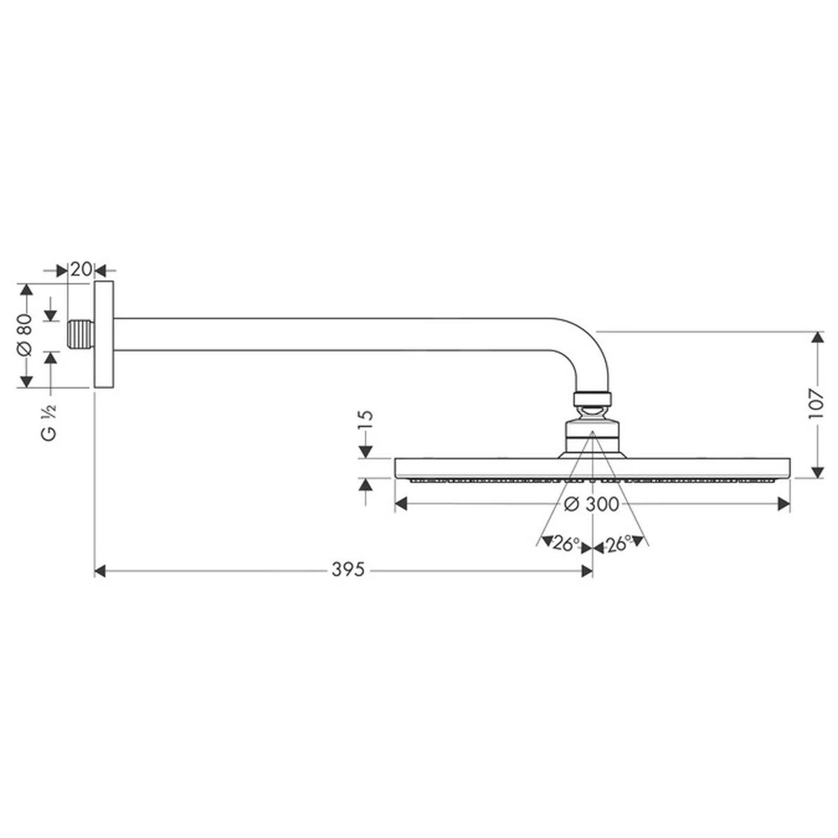 Hansgrohe Raindance - Rociador De Ducha S 300 Air 1jet Con Brazo De Ducha 390 Mm, Cromo 27493000 4 Hansgrohe Raindance - Rociador De Ducha S 300 Air 1jet Con Brazo De Ducha 390 Mm, Cromo 27493000 - Imagen 2