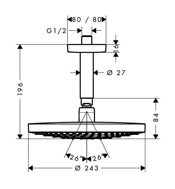 Hansgrohe Raindance Select S - Rociador De Ducha 240, 2 Chorros, Brazo De Ducha 100 Mm, Blanco/cromo 26467400 4 Hansgrohe Raindance Select S - Rociador De Ducha 240, 2 Chorros, Brazo De Ducha 100 Mm, Blanco/cromo 26467400 - Imagen 2