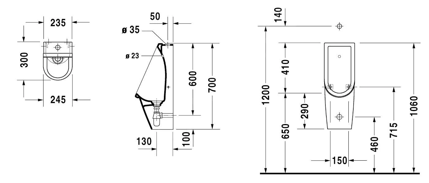 Duravit Starck 3 - Urinario, Entrada De Agua Superior, Rimless, Con HygieneGlaze, Blanco Alpino 0826252000 4 Duravit Starck 3 - Urinario, Entrada De Agua Superior, Rimless, Con HygieneGlaze, Blanco Alpino 0826252000 - Imagen 2