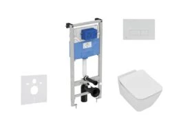 Ideal Standard ProSys - Conjunto De Módulo De Instalación Empotrado, Inodoro Y Asiento Strada II, Pulsador Oleas M2, Aquablade, SoftClose, Blanco ProSys120M SP25