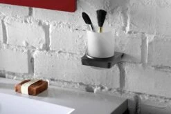 Sapho Zen - Vaso Para Cepillos De Dientes Con Soporte, Cristal Opaco/negro 166442 -Baño Suministros Tienda a8ab1c88a6ee32dff63bbc0d