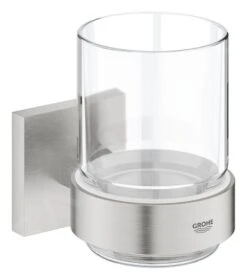 Grohe QuickFix Start Cube - Vaso Para Cepillos De Dientes, Con Soporte, Cristal/supersteel 41097DC0