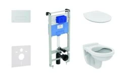 Ideal Standard ProSys - Conjunto De Módulo De Instalación Empotrado, Inodoro Alpha Con Asiento, Pulsador De Descarga Oleas M1, SoftClose, Cromo Mate ProSys120M SP41