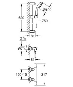 Grohe Precision Flow - Conjunto De Ducha Con Termostato De Pared, Con Barra 620 Mm, Cromo 34841000 11 Grohe Precision Flow - Conjunto De Ducha Con Termostato De Pared, Con Barra 620 Mm, Cromo 34841000 -Baño Suministros Tienda c4527616e3f1707f5e64420d