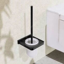 Steinberg 450 - Escobilla De WC De Pared Con Soporte, Cristal Blanco/negro Mate 450 2901 S -Baño Suministros Tienda c697de63a41193f4e3032035