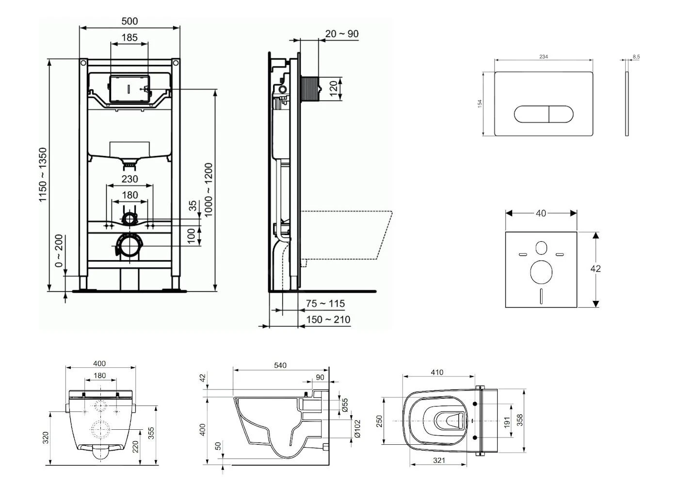 Ideal Standard ProSys - Conjunto De Módulo De Instalación En Pared, Ducha De Bidé Y Asiento TECEone, Pulsador Oleas M1, Rimless, SoftClose, Cromo ProSys120M SP60 4 Ideal Standard ProSys - Conjunto De Módulo De Instalación En Pared, Ducha De Bidé Y Asiento TECEone, Pulsador Oleas M1, Rimless, SoftClose, Cromo ProSys120M SP60 - Imagen 2