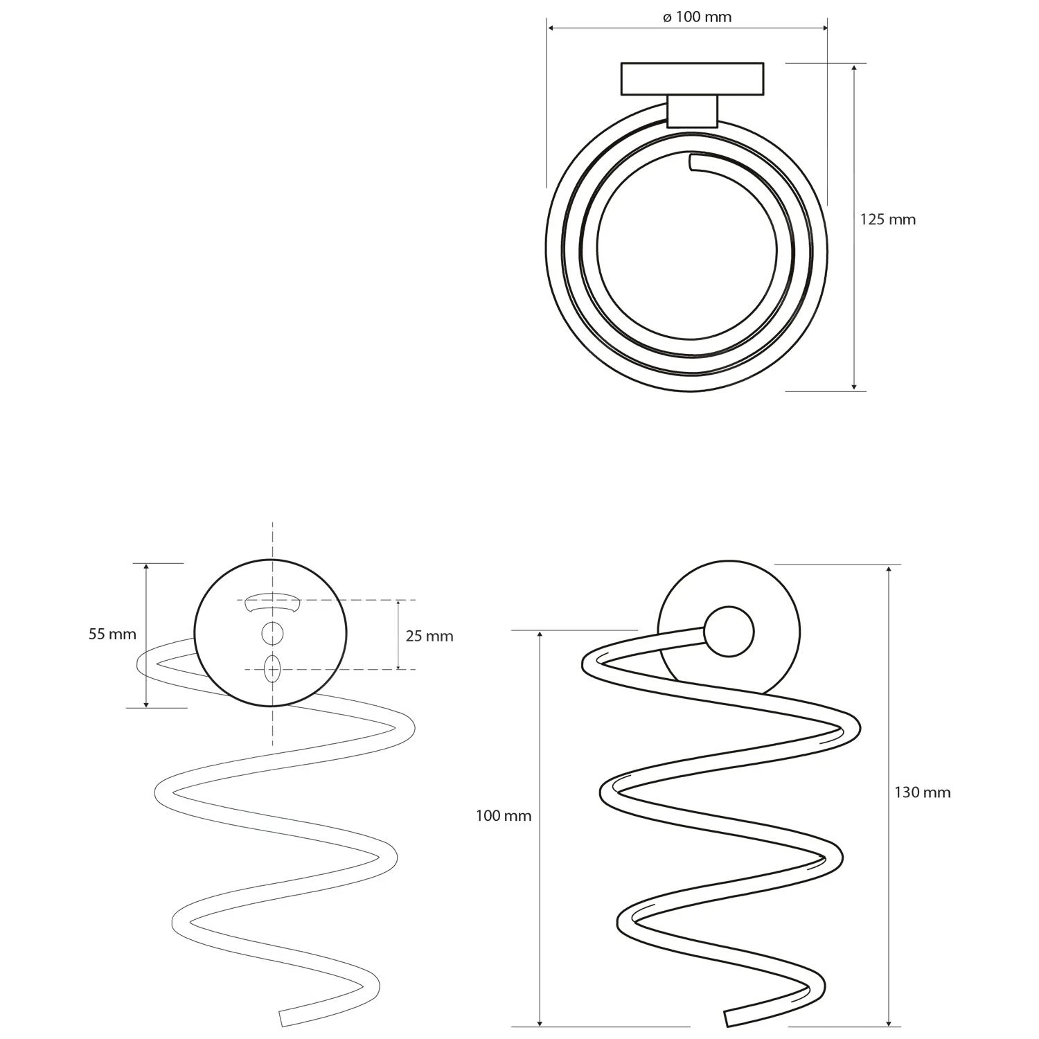 Sapho X-Round - Soporte Para Secador De Pelo En Espiral, Cromo XR002 4 Sapho X-Round - Soporte Para Secador De Pelo En Espiral, Cromo XR002 - Imagen 2