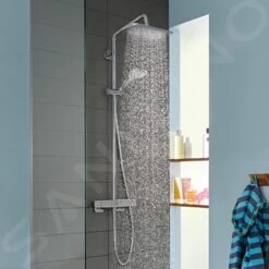 Hansgrohe Croma - Conjunto De Ducha Showerpipe Con Termostato, 1jet, EcoSmart, Cromo 27660000 -Baño Suministros Tienda d4ed981bfd7bff4e2cb02cc1
