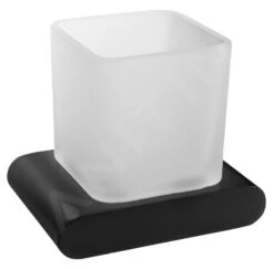 Sapho Flori - Vaso Con Soporte Para Cepillos De Dientes, Vidrio Opalino/negro Mate RF004/15