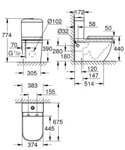 Grohe Euro Ceramic - Conjunto De Inodoro Completo Con Cisterna Y Asiento Softclose, Rimless, Blanco Alpino 39462000 -Baño Suministros Tienda e0e31d9240cb31a605ee97c0