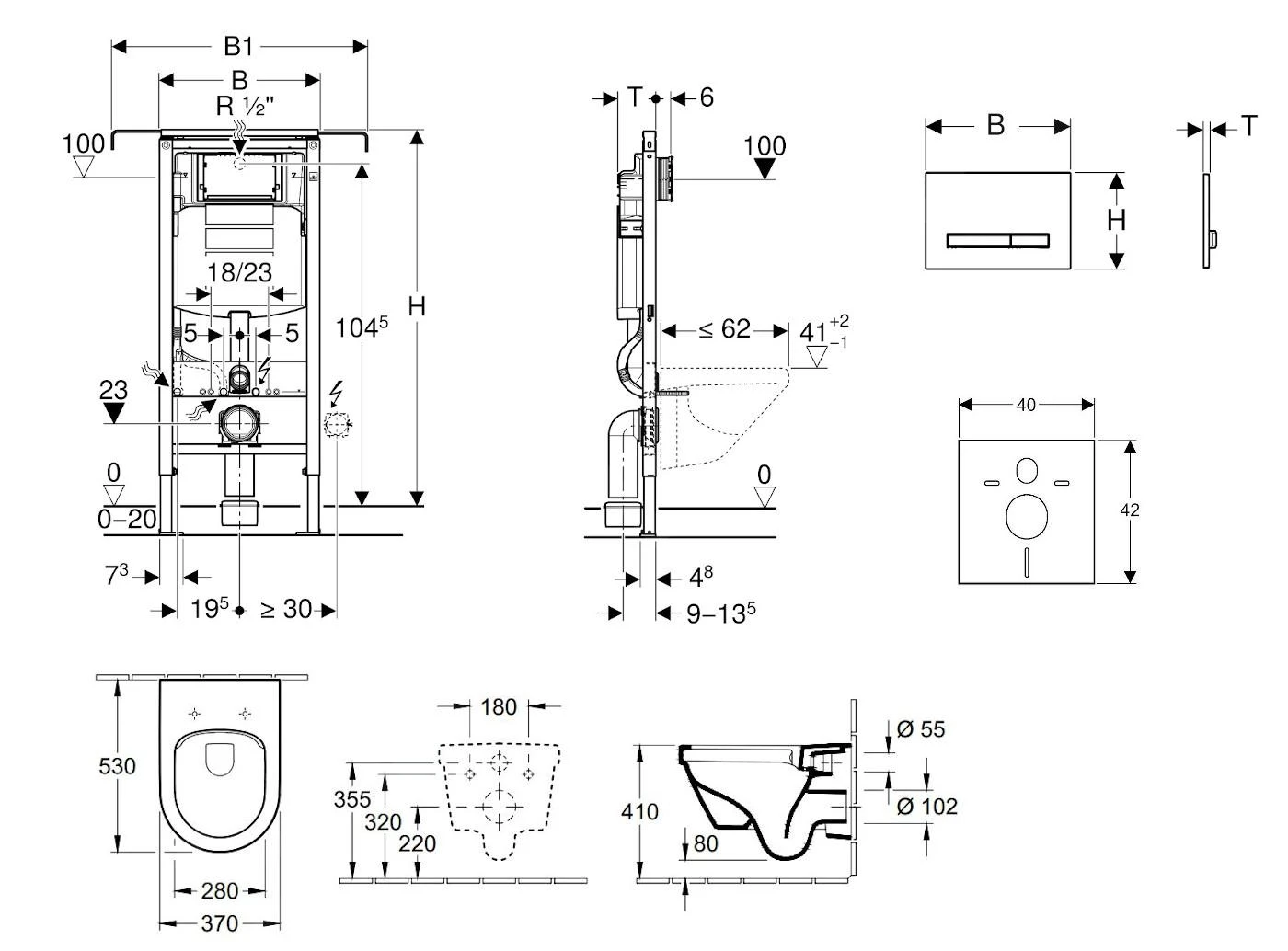 Geberit Duofix - Módulo Para Inodoro Suspendido Con Pulsador Sigma50, Blanco Alpino + Villeroy Boch - Inodoro Y Asiento, DirectFlush, SoftClose, CeramicPlus 111.355.00.5 NB8 4 Geberit Duofix - Módulo Para Inodoro Suspendido Con Pulsador Sigma50, Blanco Alpino + Villeroy Boch - Inodoro Y Asiento, DirectFlush, SoftClose, CeramicPlus 111.355.00.5 NB8 - Imagen 2