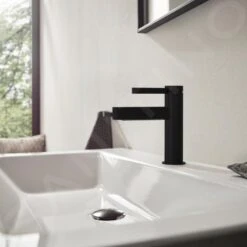 Hansgrohe Finoris - Grifo De Agua Fría De Pie 100. EcoSmart, Negro Mate 76013670 -Baño Suministros Tienda efa86576602719108e5fb4bd