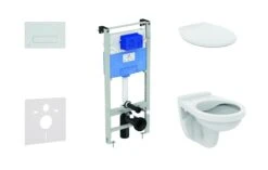 Ideal Standard ProSys - Conjunto De Módulo De Instalación, Inodoro Alpha Con Asiento, Pulsador De Descarga Oleas M2, Cromo ProSys120M SP33