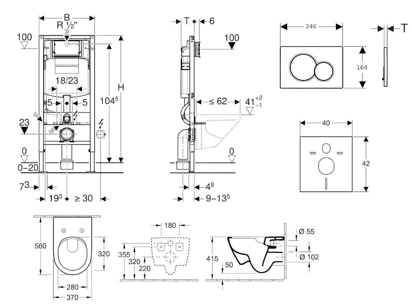 Geberit Duofix - Módulo Para Inodoro Suspendido Con Pulsador Sigma01, Blanco Alpino + Villeroy Boch - Inodoro Y Asiento, DirectFlush, SoftClose, CeramicPlus 111.300.00.5 NI1 4 Geberit Duofix - Módulo Para Inodoro Suspendido Con Pulsador Sigma01, Blanco Alpino + Villeroy Boch - Inodoro Y Asiento, DirectFlush, SoftClose, CeramicPlus 111.300.00.5 NI1 - Imagen 2