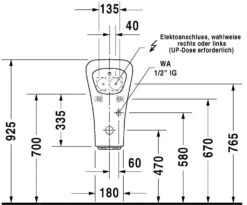 Duravit DuraStyle - Urinario, Control Electrónico, Entrada De Agua Posterior, Rimless, Con WonderGliss, Blanco 28063100931 -Baño Suministros Tienda f4b417e49e7455b349902d36