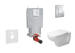 Grohe Uniset - Módulo De Instalación En Pared, Taza Y Asiento D-Code, Rimless, SoftClose, Botón Skate Cosmo, Cromo 38643SET-KK
